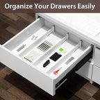 DUCOO 4 PCS Drawer Divider, 17"-22" Adjustable Bamboo Drawer Dividers Organizers, Expandable Separators for Kitchen, Clothes, Dressers, Home, Office, White