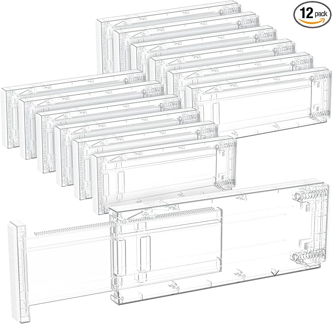 Lifewit 12 Pack 4" High Drawer Dividers 28-43.5cm/11-17" Adjustable Drawer Organizer for Clothes/Utensils, Expandable Drawer Organizer in Dresser/Kitchen/Bedroom/Office Organization & Storage Clear
