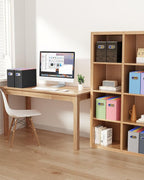 Oterri Cardboard File Organizer Box for Hanging File Folders Letter Size,File Box for Computer Desk,File Cabinet,Working Home,Office,Classroom (Brown Wood Grain Print, Letter Size - 2 Packs)