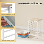 GOFLAME 6-Drawer Rolling Storage Cart, Craft Storage Cart with Wooden Tabletop and Lockable Wheels, Art Cart Supply Storage Organizer with Metal Frame for Home Office Classroom, Macaron Color