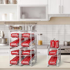 MOOACE 4 Pack Can Organizer for Pantry, Stackable Soda Can Dispenser Rack, Pantry Organizer Canned Food Storage Holder for Kitchen Refrigerator Cabinet, White