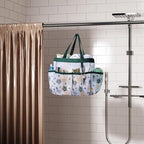 F-color Shower Caddy Portable - Mesh Shower Bag Basket Tote for College Dorm Room Essentials Bathroom Gym Camp Quick Dry for Women Men with S Hook, Green Pineapple