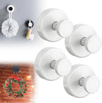 Suction Cup Hooks for Wreaths on Glass, 2025 New No Drill Suction Cup Hooks for Shower, Wreath Hanger Holder for Front Door, Upgraded Towel Hooks for Window Bathroom Mirrors (4, White)
