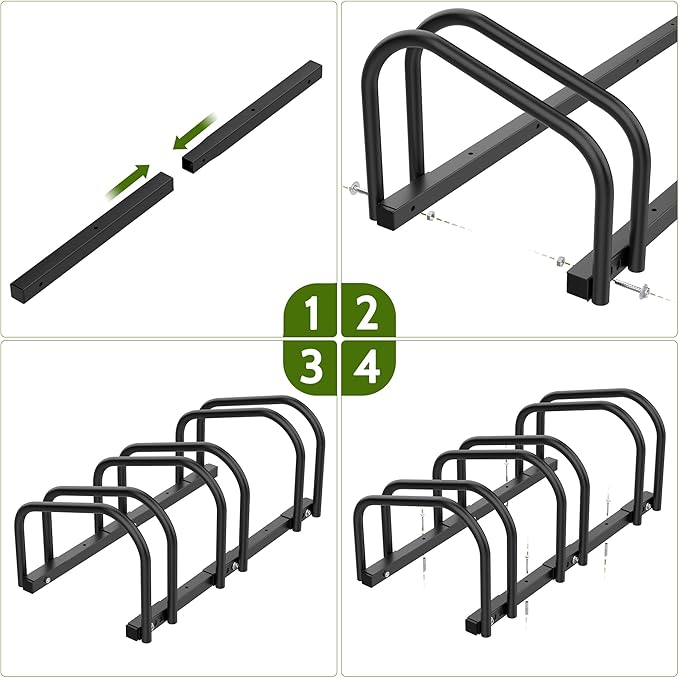 WALMANN 3 Bikes Floor Bike Stand, Bike Parking Rack Garage Bike Storage Stand Indoor/Outdoor 22-28" Wheel Stand, Max. Tire Width 2.1"