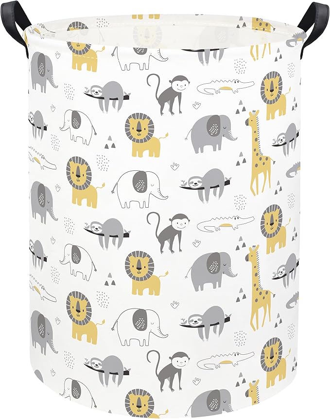 Animal Baby Laundry Basket Baby Hamper Kids Hamper Basket Toy Storage Bin for Boys Room Decor Baby Nursery Hamper Gift Baskets for Bedroom Bathroom(Grey Animal)