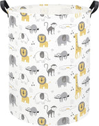 Animal Baby Laundry Basket Baby Hamper Kids Hamper Basket Toy Storage Bin for Boys Room Decor Baby Nursery Hamper Gift Baskets for Bedroom Bathroom(Grey Animal)