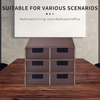 Linen Leather Desk Organizer and monitor stand with Drawers－Mini Desktop Drawer Organizer Stackable－Tabletop Organization Storage Box for Office Supplies Home Vanity Toiletries (Brown, 2-drawers)