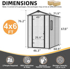 MELLCOM 4 x 6 FT Resin Outdoor Storage Shed with Floor, Plastic Outdoor Storage Tool Shed with Windows and Lockable Door, Garden Shed for Lawnmower, Bike, Pool Supply