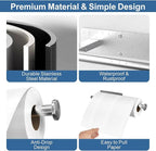 Paper Towel Holder Under Cabinet, Upgraded Adhesive Paper Towel Holder Wall Mount for Kitchen, Bathroom, RV, Bend-Resistant, Self-Adhesive or Drill mounting, Stainless Steel, Silver