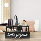 Unistyle Hair Blow Dryer/Curling Iron Holder, Countertop, Hair Tools & Styling Supplies Organizer Flat for Bathroom Counter for Accessories, Makeup, Toiletries Storage, Black