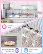 5 Pcs Bento Snack Containers, Reusable 4 Compartment Divided Food Storage Containers, Divided Lunchable Container for School, Work and Travel (All Transparent)