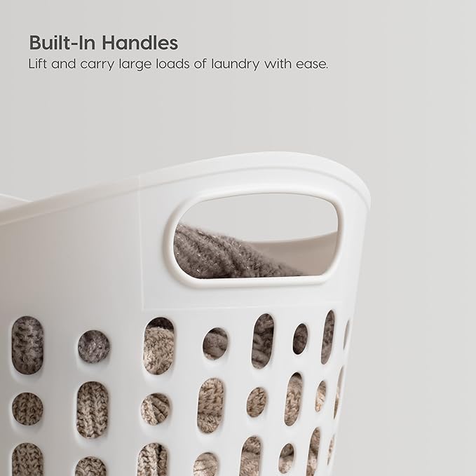 IRIS USA Plastic Laundry Basket, 40L - 3 Pack, Flexible Clothes Hamper Tall with Ventilation Holes, Laundry Room Bedroom Bathroom Apartment Dorm Blankets Pillows Trinkets Organization, White