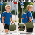 Lunch Box Kids Insulated Lunch Bag for Boys Girls Cute Reusable Lunch Tote Bag Waterproof Portable Thermal Lunch Box Kids for School Picnic Travel Green