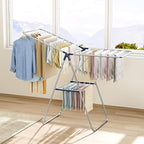KINGBOARD Clothes Drying Rack,Stainless Steel Laundry Drying Rack with Height-Adjustable, Foldable Gullwing for Easy Storage, No Assembly, Indoor Outdoor Use, 56.4" D x 21.6" W x 39.3" H, Blue