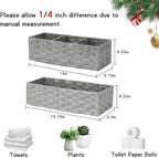 DULLEMELO Toilet Tank Basket, Set of 2 Plastic Wicker Bathroom Baskets for Organizing, Waterproof Toilet Paper Storage Basket for Bathroom, Light Grey