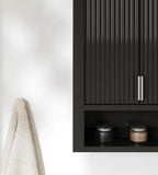 ARIEL Milan Bathroom Wall Cabinet 31" H x 23.1" W x 8" D - Open Shelf - Black