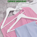 Amber Home 20 Pack White Wooden Coat Hangers, White Wood Suit Hangers with Non-Slip Pant Bar, Clothes Hangers for Closet Organization, Shirts, Jackets, Dresses, and Pants (White, 20)