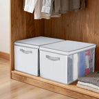 Univivi Large Size Wardrobe Clothes Organizer, 5 Grids Sweater Organizer for Closet with Handles, Support Boards and Lids, Foldable Closet Organizers for Sweaters, Pants, T-shirt, Hoodie- 4 Pack