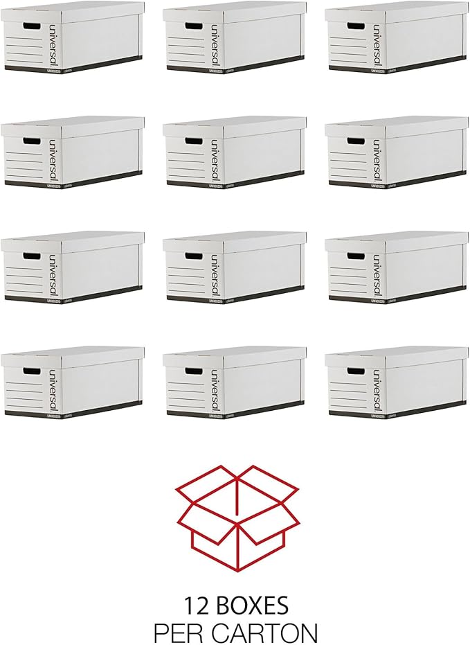 Universal 95220 Lift-Off Lid File Storage Box, Letter, Fiberboard, White, 12/Carton