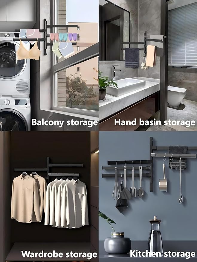Swivel Towel Rack BSELUTNGY - Durable Space Saving Towel Racks for Bathroom Outdoor for Pool Over The Door Towel Rack Ideal for Balconies Cabinets Kitchens Perfect for Any Decor Style
