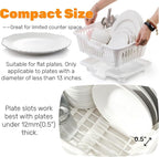 2-Piece Plastic Dish Drying Rack, Heavy Duty Sink Set Dish Rack, White Large Drainer with Attached Drainboard Utensil Cup Holders for Home Kitchen Counter Top Organizers