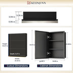 Keonjinn 16" x 24" Medicine Cabinets with Mirror for Bathroom, Brushed Nickel Recessed or Surface Wall-Mounted Aluminum Alloy Framed Beveled Mirror, Farmhouse Bathroom Mirror with Storage Cabinet
