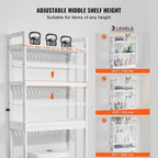 VEVOR Over The Toilet Storage, 3-Tier Adjustable Over Toilet Bathroom Organizer, Bamboo Storage Shelf Rack with 3 Hooks, Freestanding Easy Assembly Laundry Space Saver, Fit Most Toilets