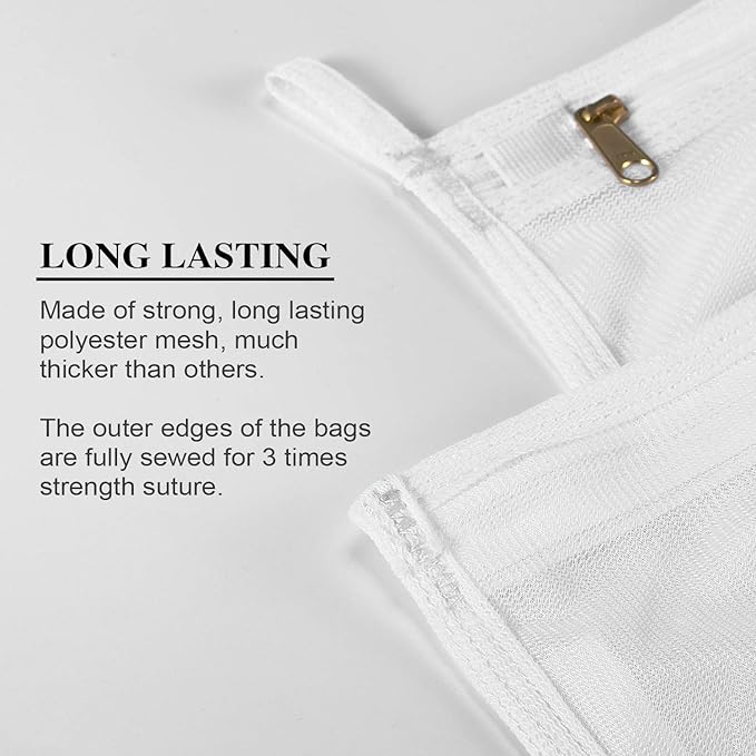 Fine Mesh Laundry Bags for Delicates, 3 Pack (2L+1M) Reusable Wash Bags with Sturdy Zippers, Durable Net Washing Bags for Lingerie, Bra, Sock, Underwear, Baby Clothes, Travel Organizer