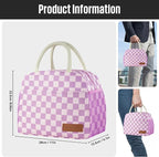 Lunch Bag Women/Men Lunch Box Women/Men (Purple+Pink Checkerboard)