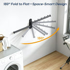 Wall Mounted Drying Rack, 2-Tier Laundry Drying Rack with Swing Arm, Space-Saving Foldable Laundry Clothes Hanger with 10 Clips for Laundry Room Closet Organizer Bathroom Bedroom (2 Pack)