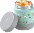 Bentgo Kids Stainless Steel Food Jar - 11oz Leak-Proof Double Insulated Hot or Cold Food Container with Removable Silicone Bumper, Dishwasher Safe, Easy Open Lid, Ages 3+ (Puppy Love)