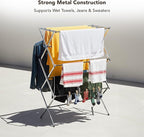 Displays By Jack Portable Collapsible Clothing Dryer Rack, Foldable Drying Rack for Clothes, Lingerie, Towels, Linens, Laundry Home Apartment Must Haves, Metal Chrome Finish