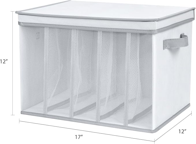Univivi Large Size Wardrobe Clothes Organizer, 5 Grids Sweater Organizer for Closet with Handles, Support Boards and Lids, Foldable Closet Organizers for Sweaters, Pants, T-shirt, Hoodie- 2 Pack