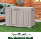 ROJIK Outdoor Storage Housing Deck Box - Waterproof Patio Furniture, Garden Tools, Cushions, Pool Accessories Storage Bench with Lockable Lid and Side Handles (Grey 48 Gal)