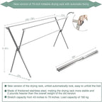 Clothes Drying Racks Outdoor, Updated Version,Stainless Steel Laundry Drying Rack for Indoor Outdoor and The Balcony,Length Adjustable Saves Space,with Windproof Hooks