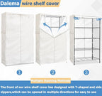 Wire Rack Covers,Heavy Duty 600D Dustproof Waterproof Storage Rack Covers for Metal Shelves,Storage Shelf Cover with Zipper for Wire Shlef,48''W x 24''D x 71''H,Black with Clear Front
