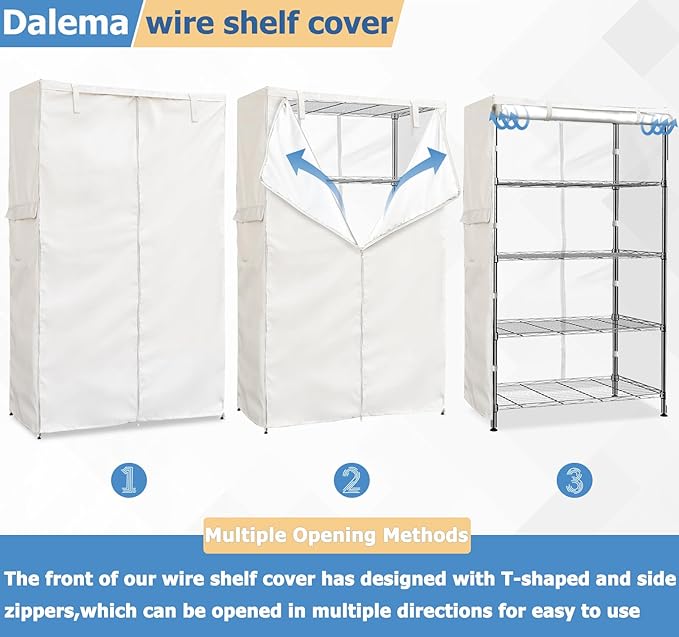 Wire Rack Covers,Heavy Duty 600D Dustproof Waterproof Storage Rack Covers for Metal Shelves,Storage Shelf Cover with Zipper for Wire Shlef,48''W x 24''D x 71''H,Black with Clear Front
