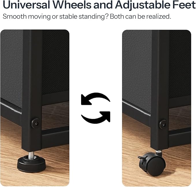 HOOBRO File Cabinet, 2-Drawer Vertical Mobile Office Cabinet, Rolling Printer Stand, for A4/Letter Size Files, Nonwovens Drawer, for Home Office, Black BB21WJ01