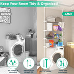 Lilyvane Over-The-Toilet Storage:97 to116” Adjustable 4-Tier Bathroom Organizer, Over The Toilet Storage Shelf for Small Rooms,Narrow Cabinet,Space Saving Bathroom Organizer, Stainless Steel