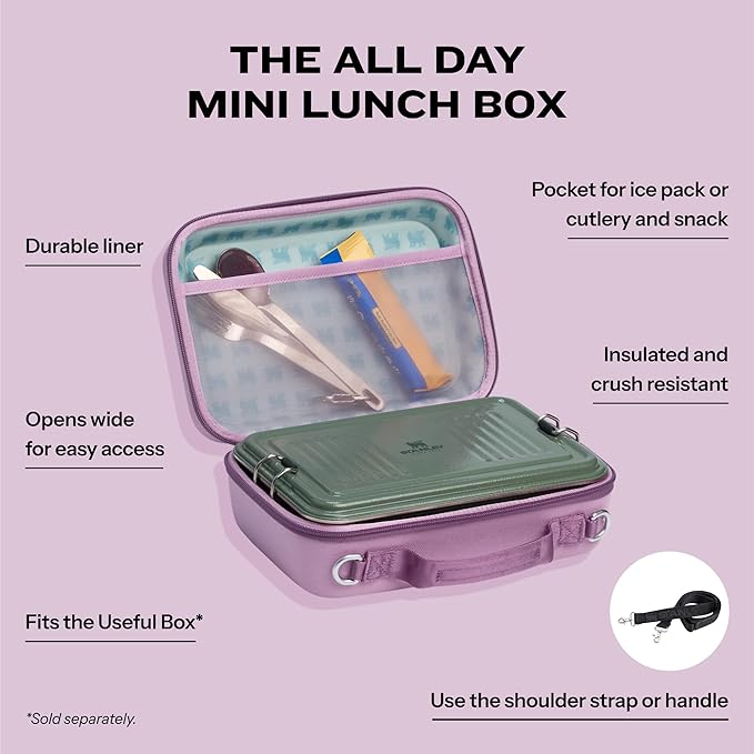 STANLEY All Day Mini Lunch Box | 4.2-quart | EVA Insulated Lunch Bag | Crush Resistant | Adjustable Strap | BPA-Free | Lilac