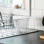 Cabilock Dishwasher Chopstick Basket with Hooks, Stainless Steel Kitchen Utensil Holder, Cutlery Organizer for Chopsticks Spoons Forks Straws, Small Hanging Silverware Drying Rack, 2pcs