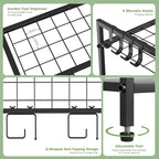 Garden Tool Organizer for Garage, Yard Tool Rack, Holds Up to 36 Long-Handled Tools, Black Metal Garden Tools Rack Storage with Hooks for Yard Shed Garage Organization