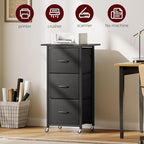 3 Drawer File Cabinet, Vertical Filing Cabinet with Wheels, Printer Stand with Non-Woven Fabric Drawer, Adjustable Hanging Rods, fits A4/Letter Size, for Home Office, Black FCBK5901