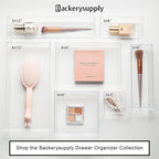 Backerysupply Clear Plastic Drawer Organizer Tray for Vanity Cabinet (6"×3"×2" Set of 8) Storage Tray for Makeup, Kitchen Jewelries and Gadgets