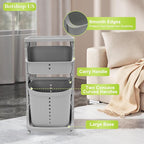 Laundry Hamper Basket 2-Tier, Movable Rolling Cart Clothes Storage Organizer with Wheels, Portable Stackable Bins, Plastic Dirty Clothes Sorter Shelf for Bedrooms, Grey