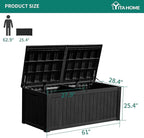 YITAHOME 150 Gallon Large Deck Box w/Divider, XL Waterproof Outdoor Storage for Patio Furniture,Outdoor Cushions, Garden Tools, Sports Equipment and Pool Supplies, Resin, Lockable, Black