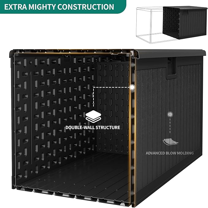 YITAHOME 230 Gallon Large Deck Box with Divider & Side Handles, Outdoor Double-Wall Storage for Patio Furniture Cushions, Garden Pool Accessories, Water Resistant & Lockable