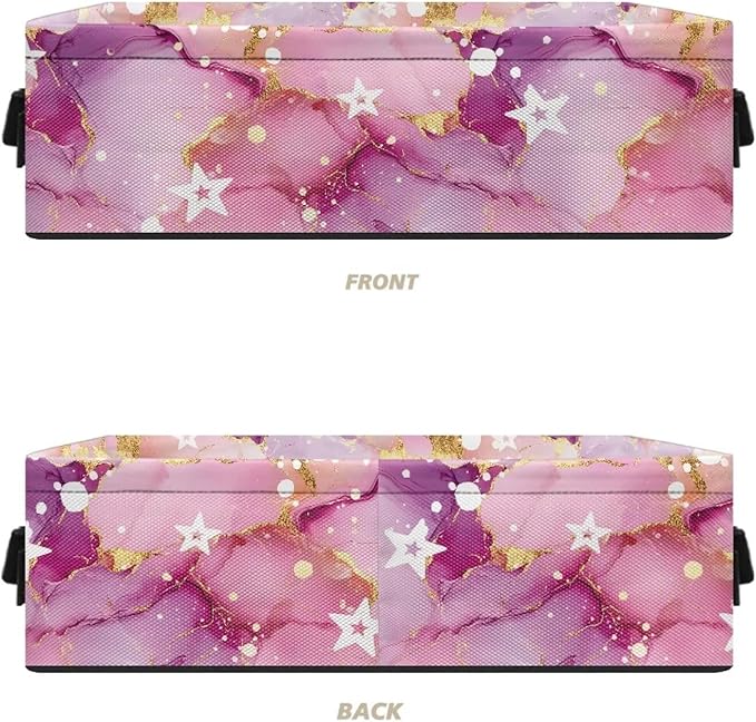 Toilet Paper Baskets Collapsible Storage Bin Rectangular Decorative Basket for Organizing Toilet Paper Basket for Bathroom Living Room Countertop Decor, Pink Marble Star