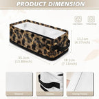 Decorative Toilet Paper Baskets Collapsible Storage Bins for Organizing Small Items Container Bathroom Home Accessories and Decor 13.89 x 7.13 x 4.37 Inch, Brown Black Leopard Print