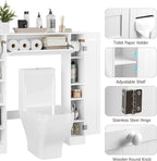 Over The Toilet Storage Cabinet, Bathroom Space Saver with Paper Holder and Adjustable Shelves, Freestanding Toilet Cabinet Organizer with 2 Side Doors and Pull-Down Door, White